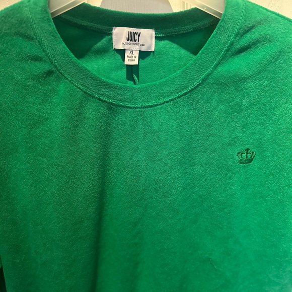 Juicy Couture Terry Cloth Short Sleeve Green Cropped Top Size XL NWOT Boho Beach - Picture 3 of 9